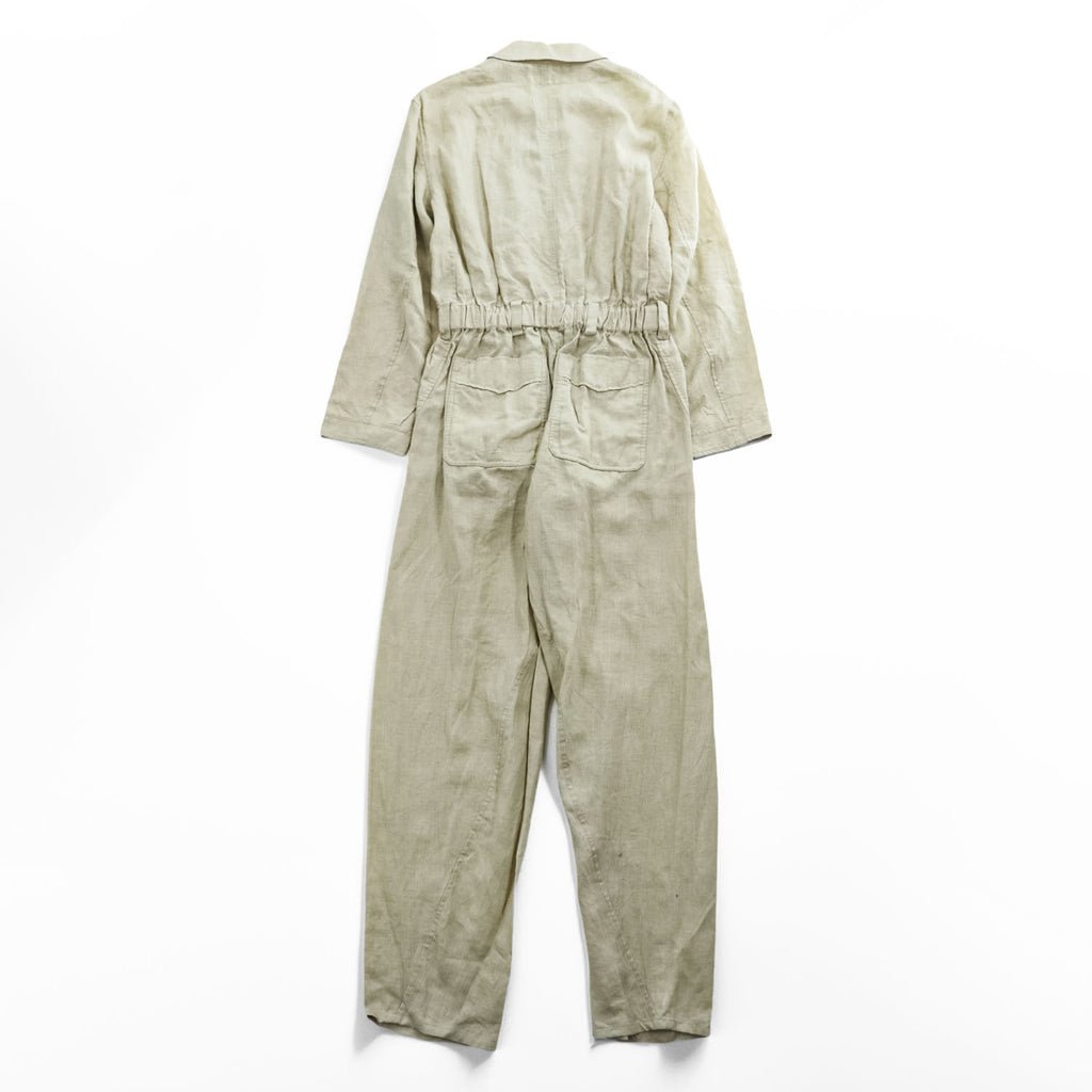 MASU Linen 100% SLEEPING JUMP SUITS Beige Drawstring Waist Pocket Size 46 (JP M)