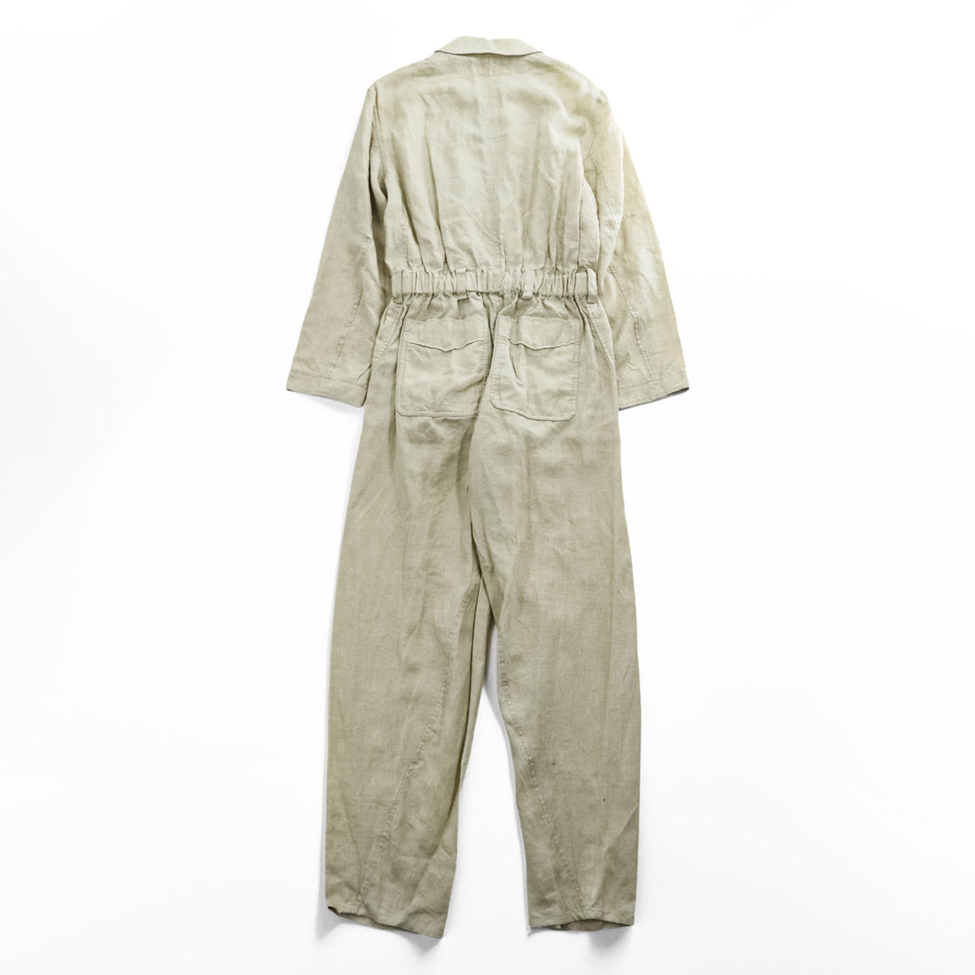 MASU Linen 100% SLEEPING JUMP SUITS Beige Drawstring Waist Pocket Size 46 (JP M)