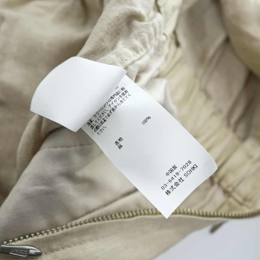 MASU Linen 100% SLEEPING JUMP SUITS Beige Drawstring Waist Pocket Size 46 (JP M)