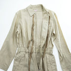 MASU Linen 100% SLEEPING JUMP SUITS Beige Drawstring Waist Pocket Size 46 (JP M)