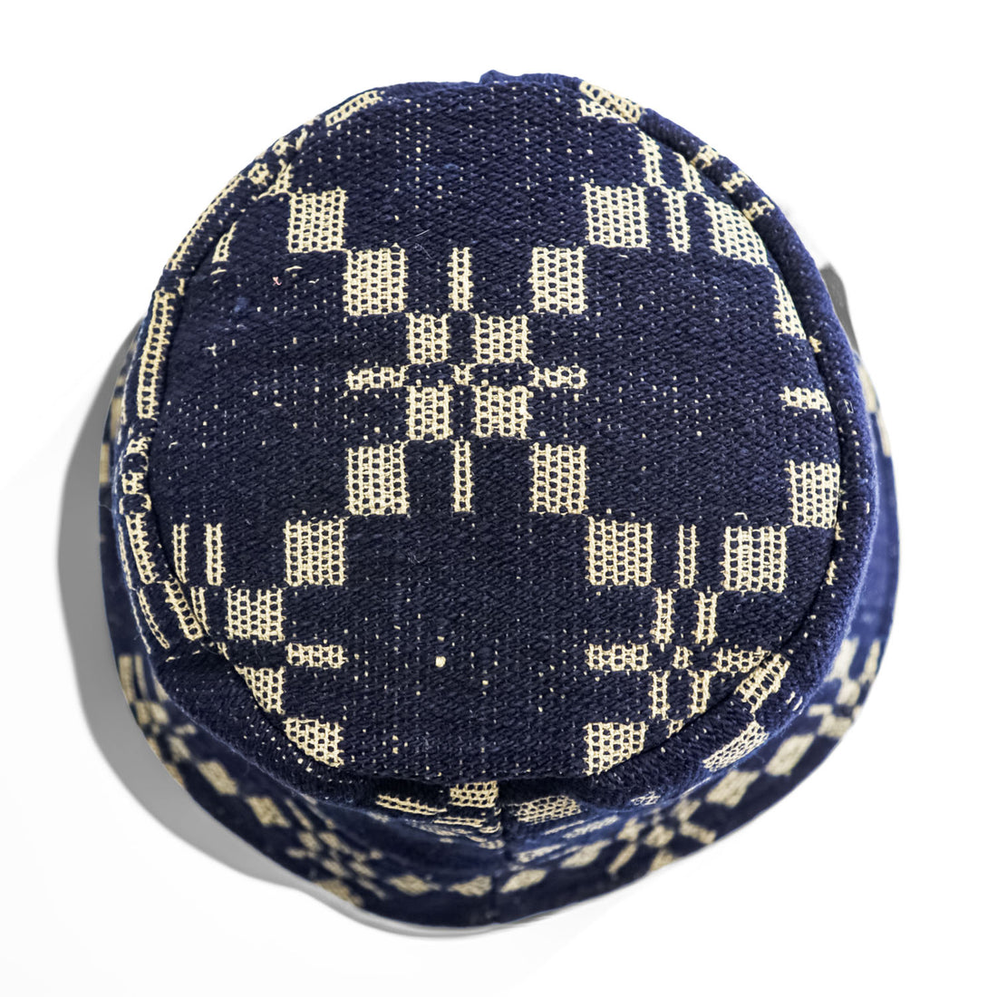Leh Japan Made Bucket Hat Indigo Blue, Beige Antique Wool LEH 823