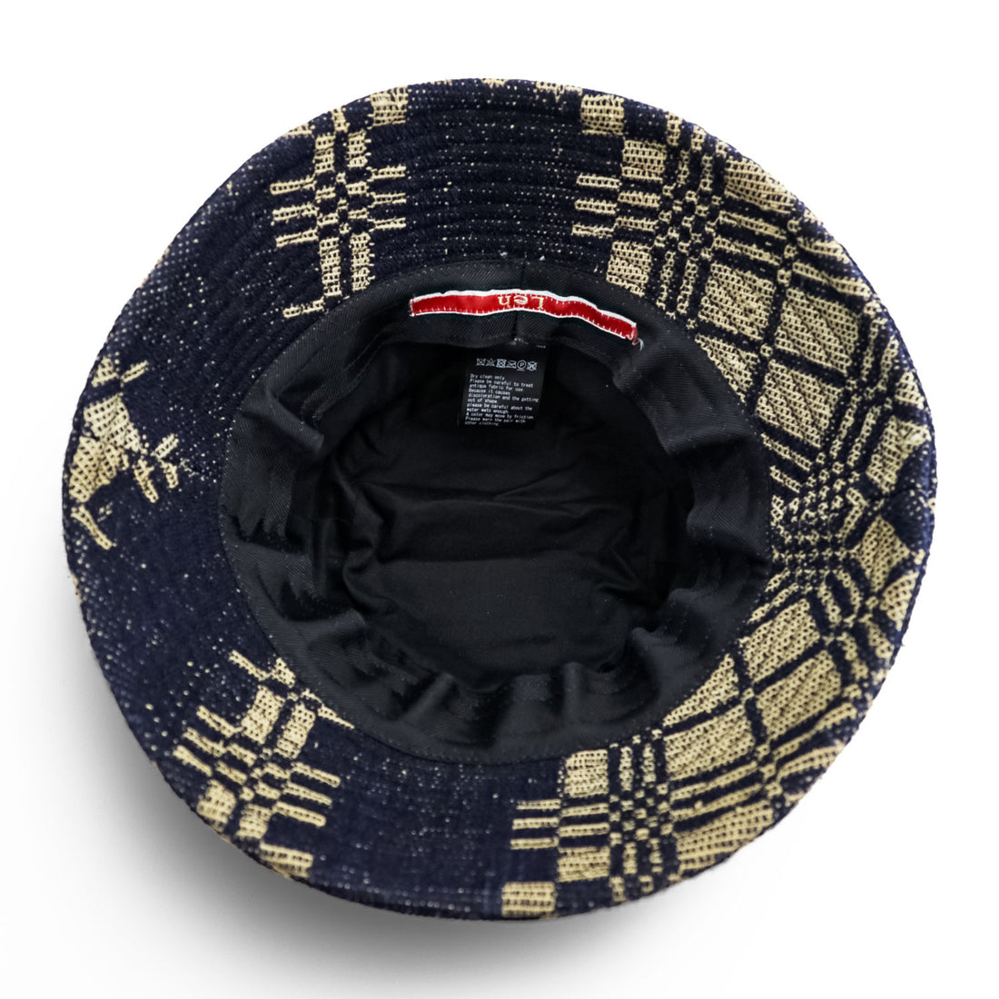 Leh Japan Made Bucket Hat Indigo Blue, Beige Antique Wool LEH 823