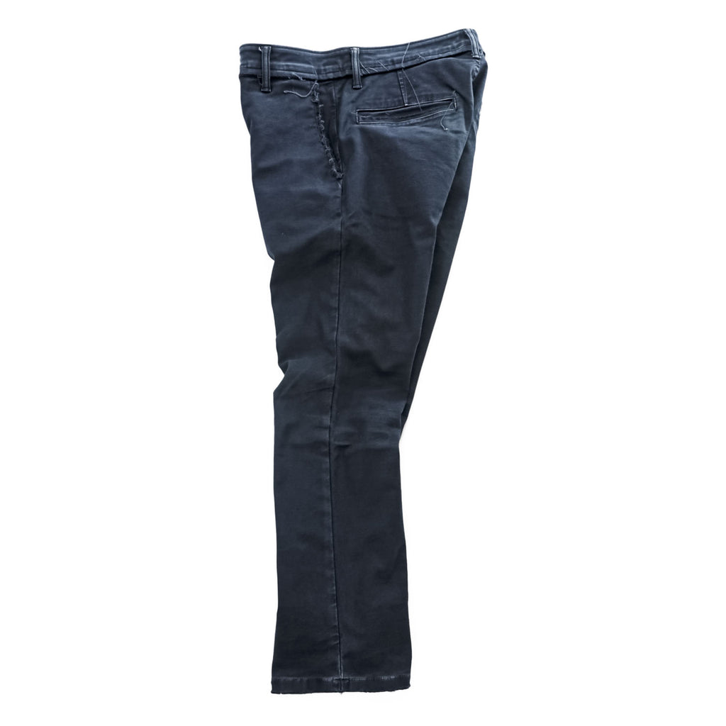 HURRAY HURRAY Black/Charcoal Cotton Stretch Chino Flare Pants Frayed Hem Made in Japan W77cm (M)