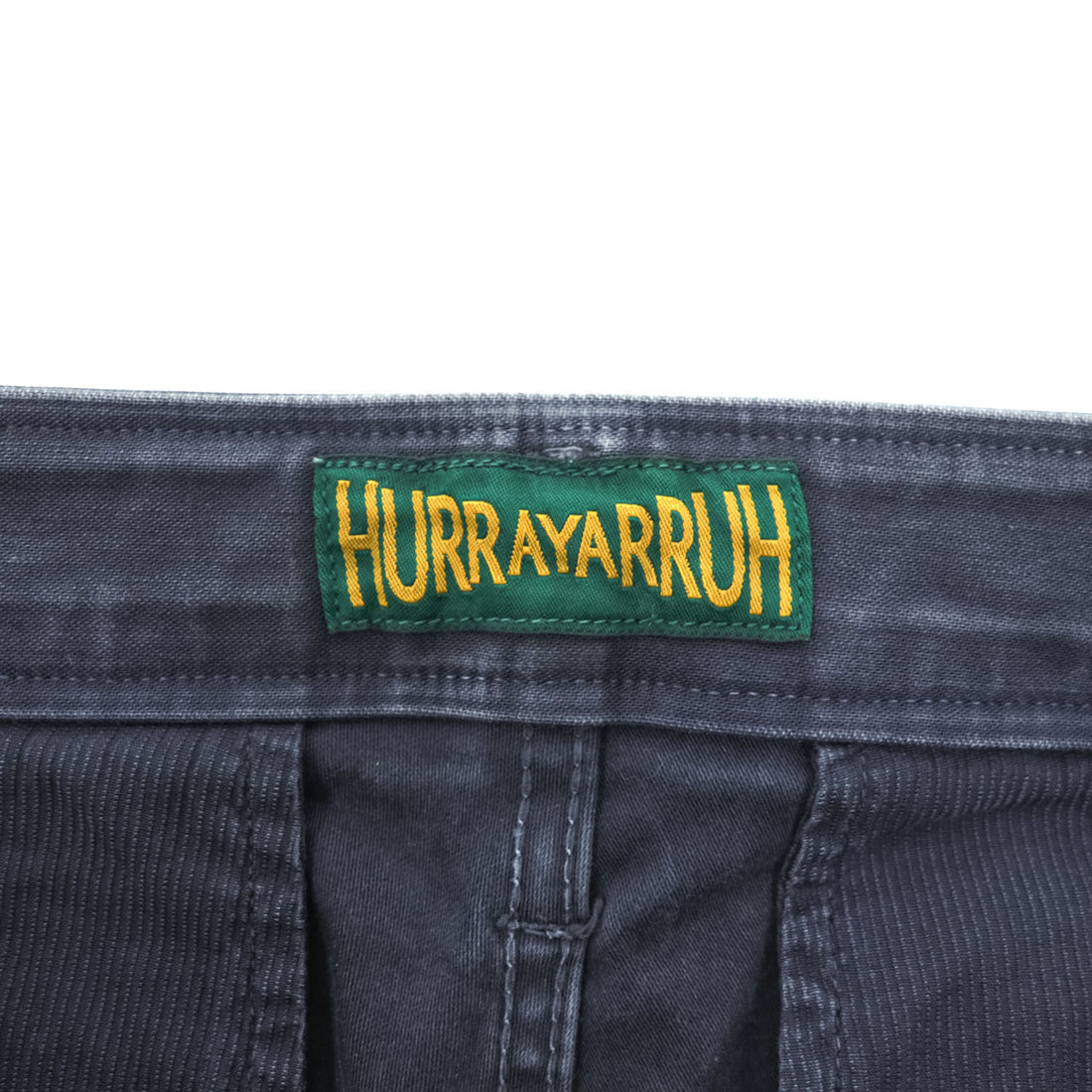 HURRAY HURRAY Black/Charcoal Cotton Stretch Chino Flare Pants Frayed Hem Made in Japan W77cm (M)
