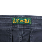 HURRAY HURRAY Black/Charcoal Cotton Stretch Chino Flare Pants Frayed Hem Made in Japan W77cm (M)