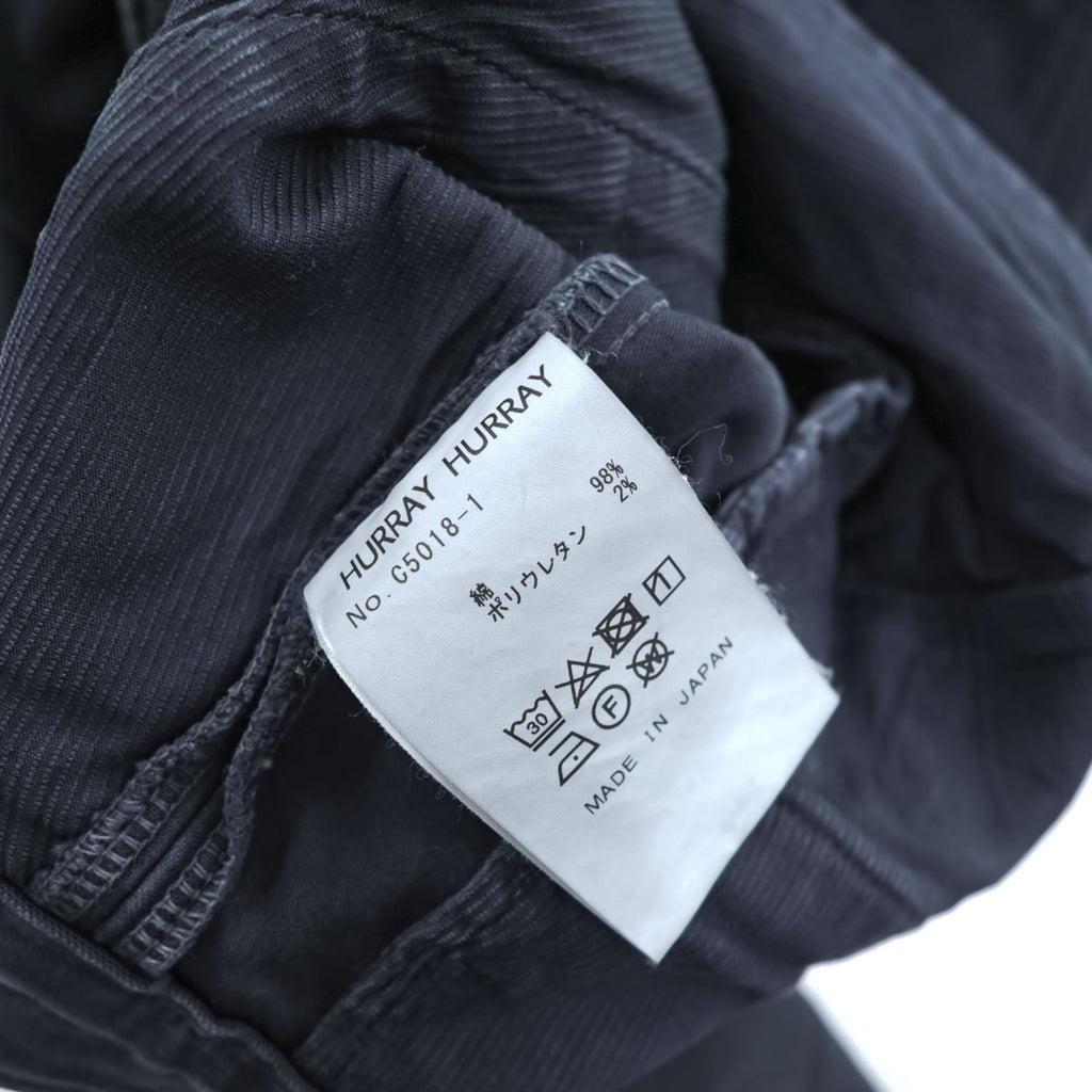 HURRAY HURRAY Black/Charcoal Cotton Stretch Chino Flare Pants Frayed Hem Made in Japan W77cm (M)