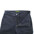 HURRAY HURRAY Black/Charcoal Cotton Stretch Chino Flare Pants Frayed Hem Made in Japan W77cm (M)