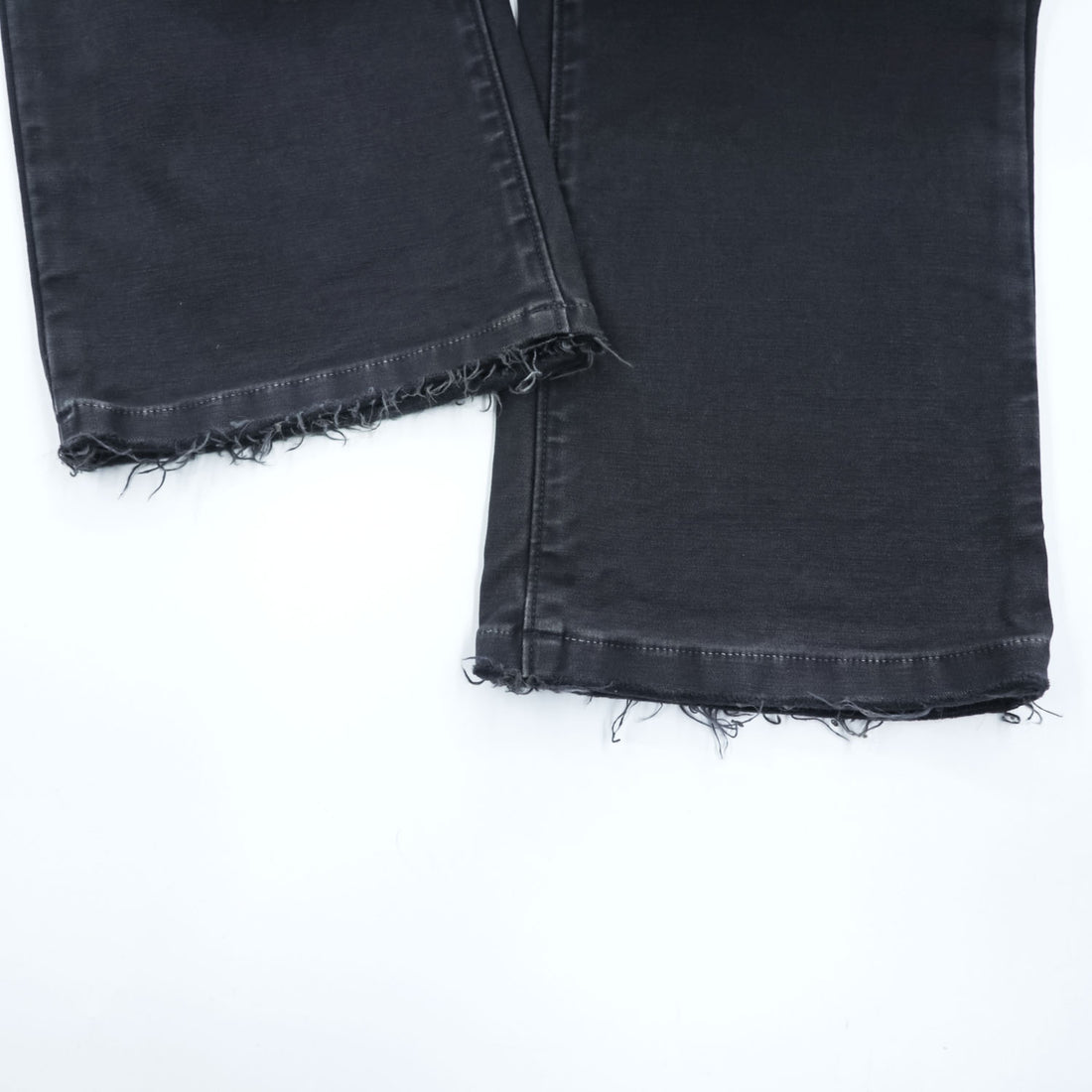 HURRAY HURRAY Black/Charcoal Cotton Stretch Chino Flare Pants Frayed Hem Made in Japan W77cm (M)