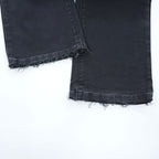 HURRAY HURRAY Black/Charcoal Cotton Stretch Chino Flare Pants Frayed Hem Made in Japan W77cm (M)