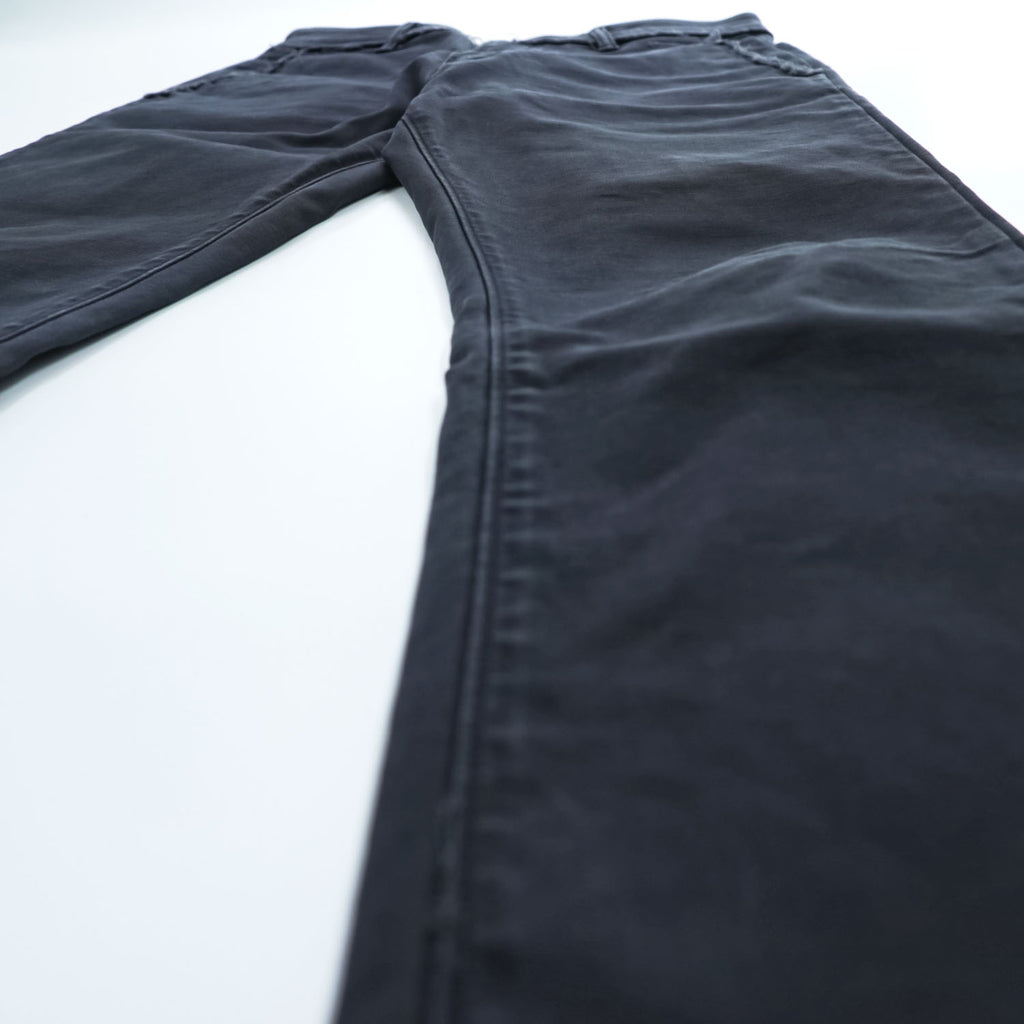 HURRAY HURRAY Black/Charcoal Cotton Stretch Chino Flare Pants Frayed Hem Made in Japan W77cm (M)