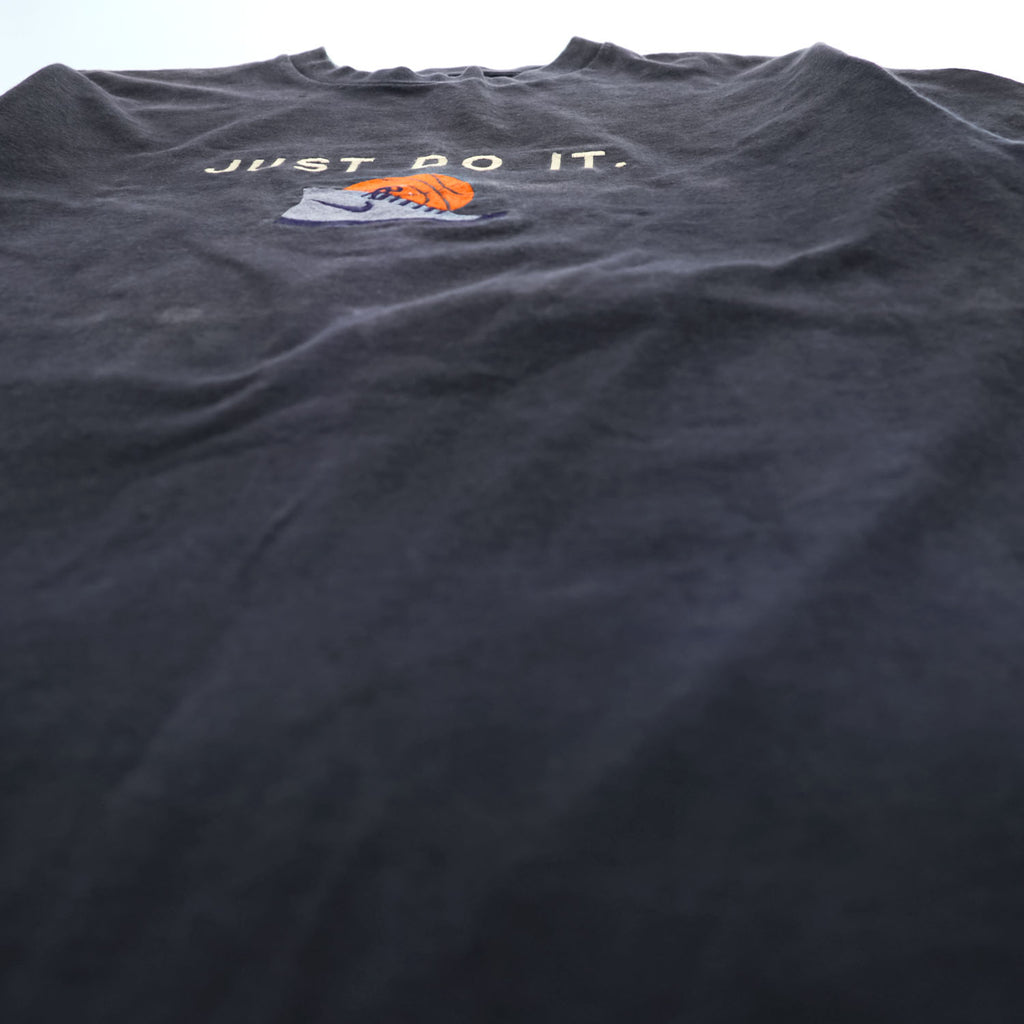 NIKE 90年代 USA製 ヴィンテージ Tシャツ M ブラック フェード 刺繍 JUST DO IT. バスケット グラフィック プリント