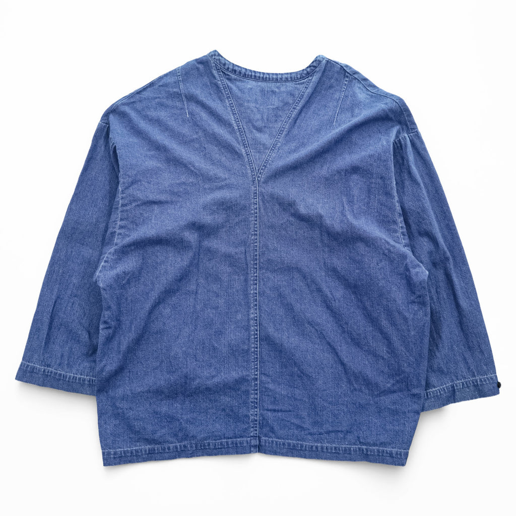 NEON SIGN プルオーバー スモックシャツ 長袖 スキッパーシャツ デニム FREEDOM FLARED MEXICANDENIM SHIRT カンガルーポケット 523 日本製