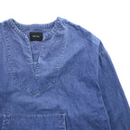 NEON SIGN プルオーバー スモックシャツ 長袖 スキッパーシャツ デニム FREEDOM FLARED MEXICANDENIM SHIRT カンガルーポケット 523 日本製