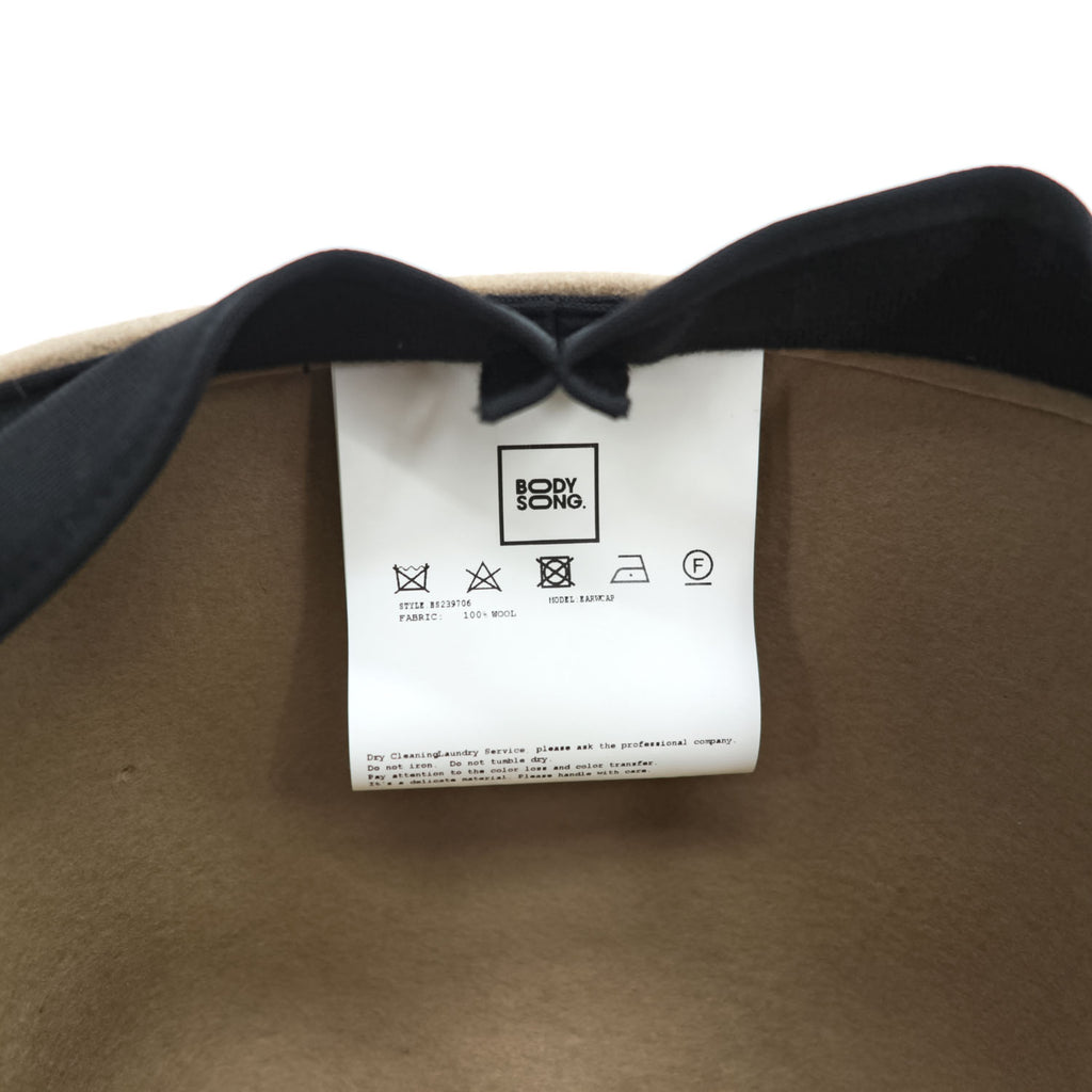 BODYSONG. Made in Japan Cap, Beige, EARWCAP molded wool hat BS239706