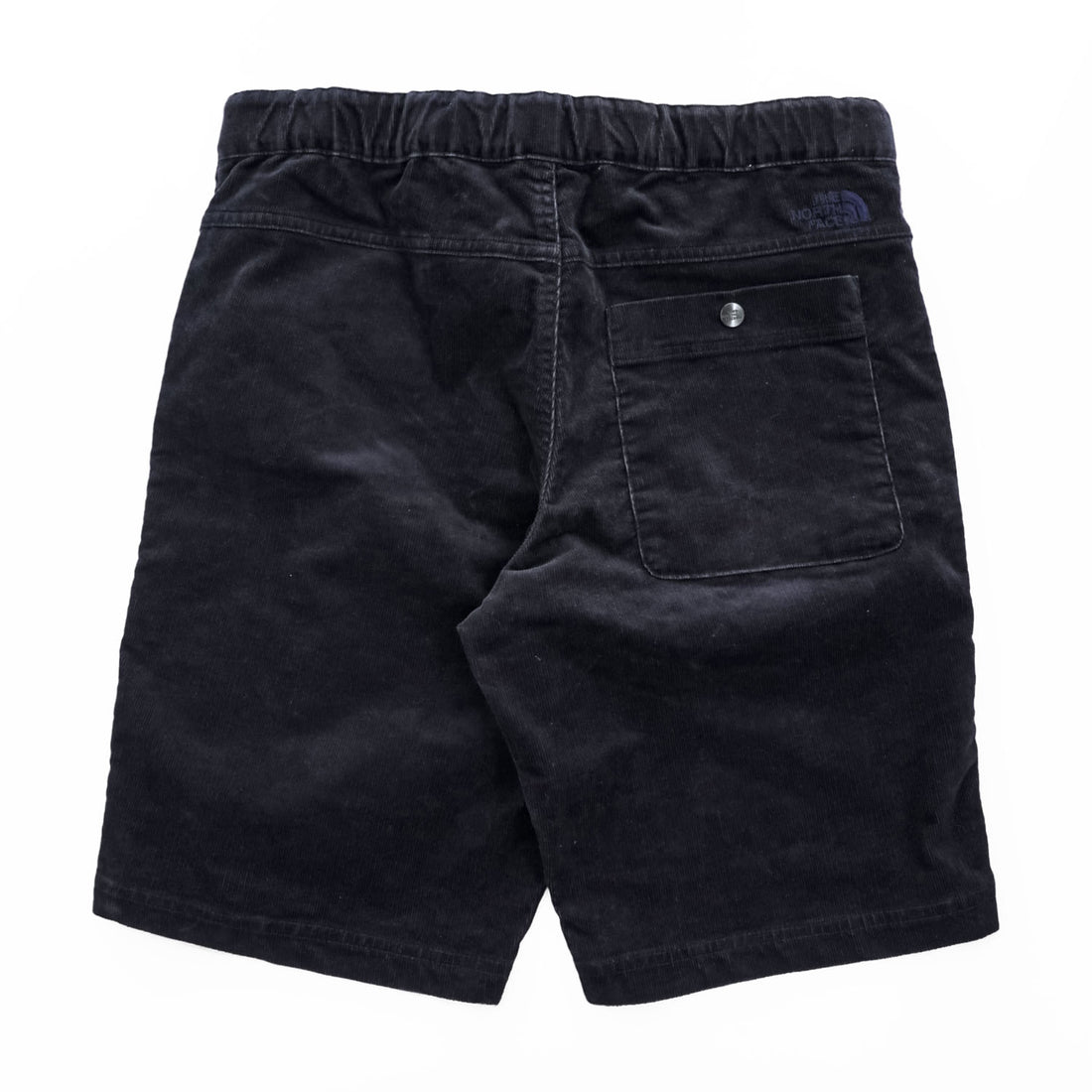 The North Face Corduroy Shorts Black L Elastic Waist Belted Back Pocket Cotton Blend NB41310