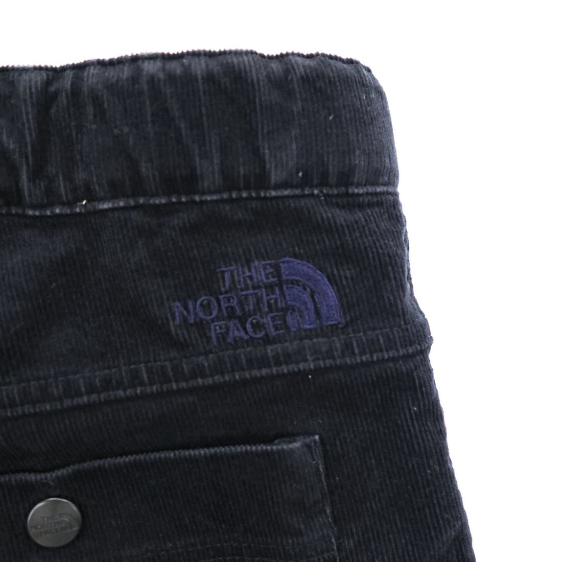 The North Face Corduroy Shorts Black L Elastic Waist Belted Back Pocket Cotton Blend NB41310