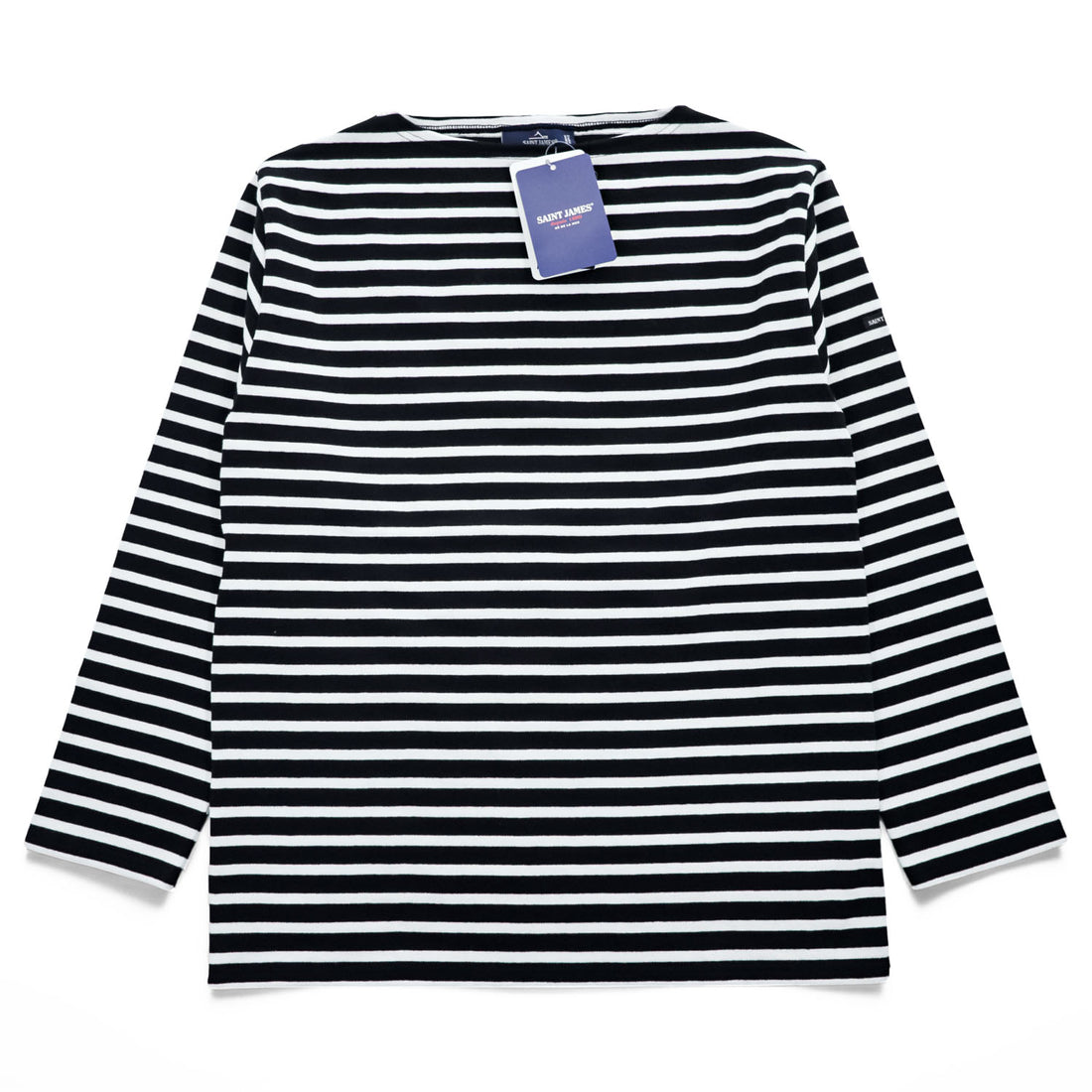 SAINT JAMES フランス製 OUESSANT ウェッソン バスクシャツ 長袖 ロングスリーブ Tシャツ ロンT L ブラック ホワイト ボーダー ボートネック EDIFICE別注 未使用品 24-070-310-0000-1-0