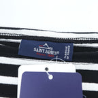 Saint James OUESSANT Breton Stripe Long Sleeve Cotton Shirt Black/White Size 5 (M-L)