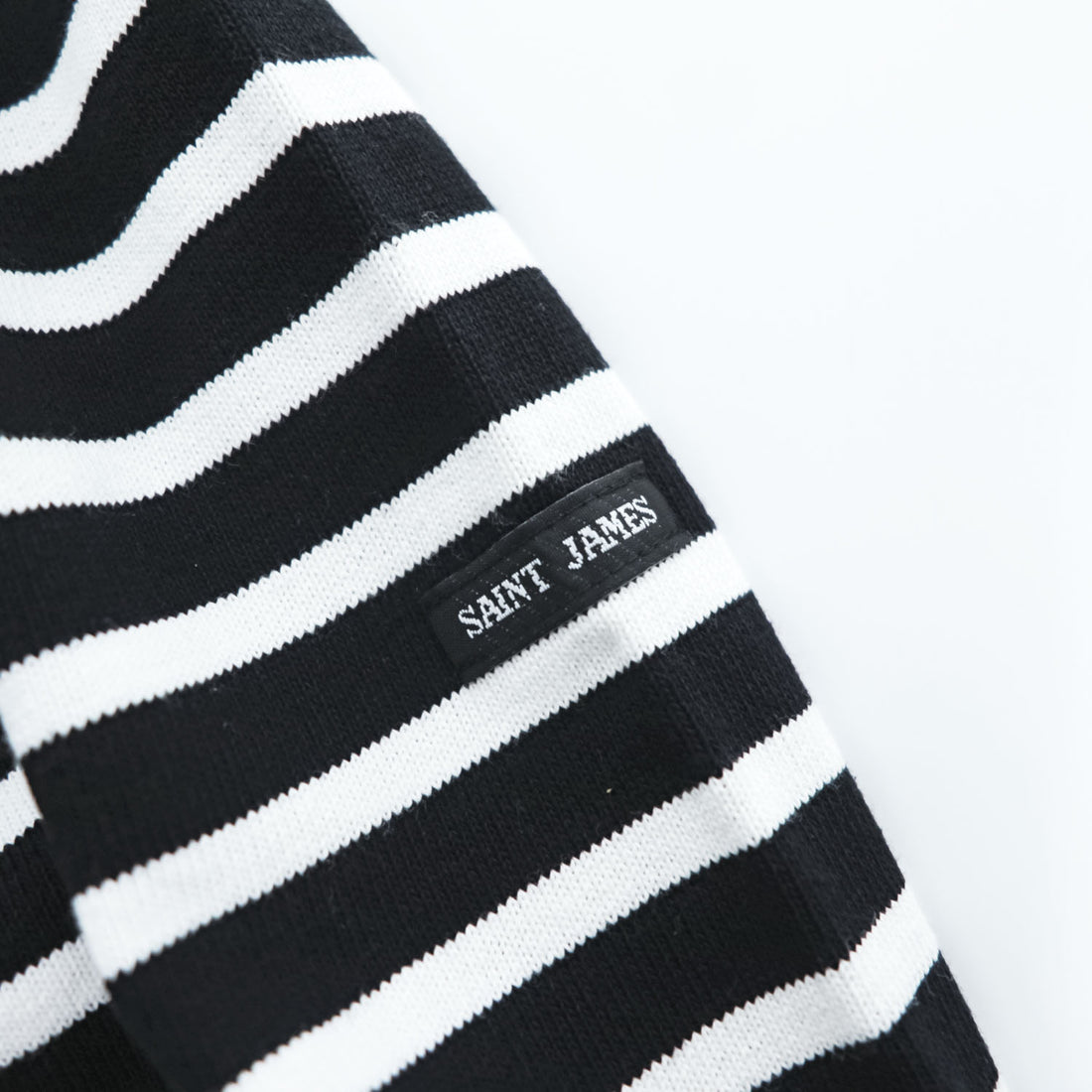 Saint James OUESSANT Breton Stripe Long Sleeve Cotton Shirt Black/White Size 5 (M-L)