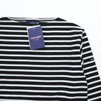 Saint James OUESSANT Breton Stripe Long Sleeve Cotton Shirt Black/White Size 5 (M-L)