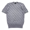 Emporio Armani Men's Short Sleeve Knit Sweater Grey Cotton-Viscose Jacquard Textured M