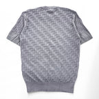 Emporio Armani Men's Short Sleeve Knit Sweater Grey Cotton-Viscose Jacquard Textured M