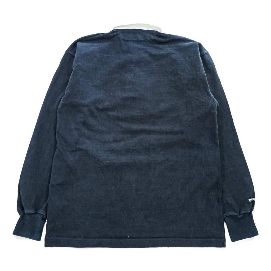 BARBARIAN 90年代 カナダ製 ヴィンテージ 長袖 ラガーシャツ XL ダークネイビー 白襟 コットン