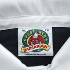 BARBARIAN 90年代 カナダ製 ヴィンテージ 長袖 ラガーシャツ XL ダークネイビー 白襟 コットン