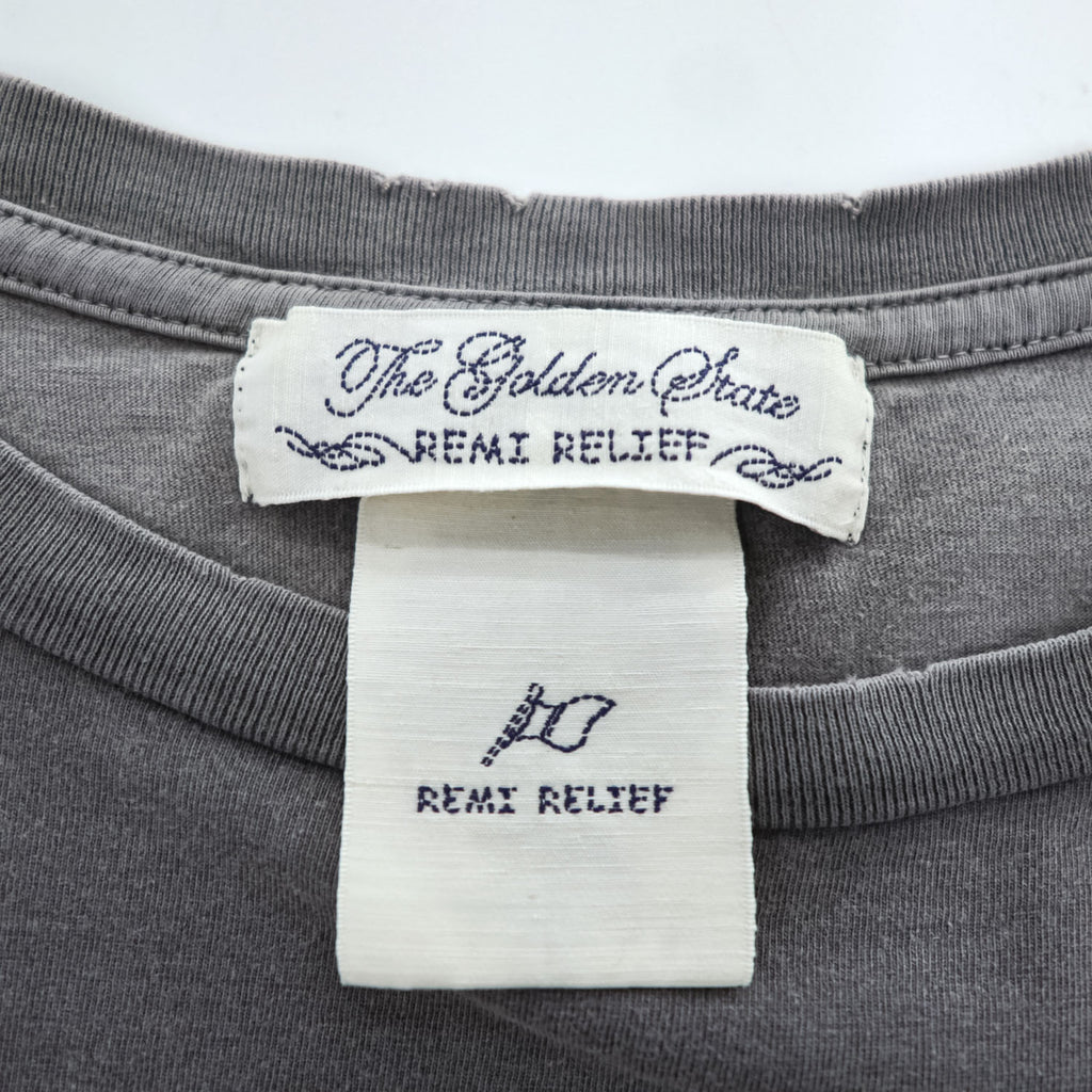 REMI RELIEF Japan-Made Vintage Faded Tee T-Shirt L Gray THE NOW