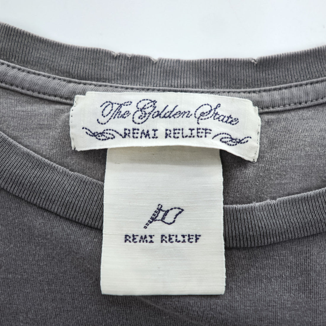 REMI RELIEF Japan-Made Vintage Faded Tee T-Shirt L Gray THE NOW