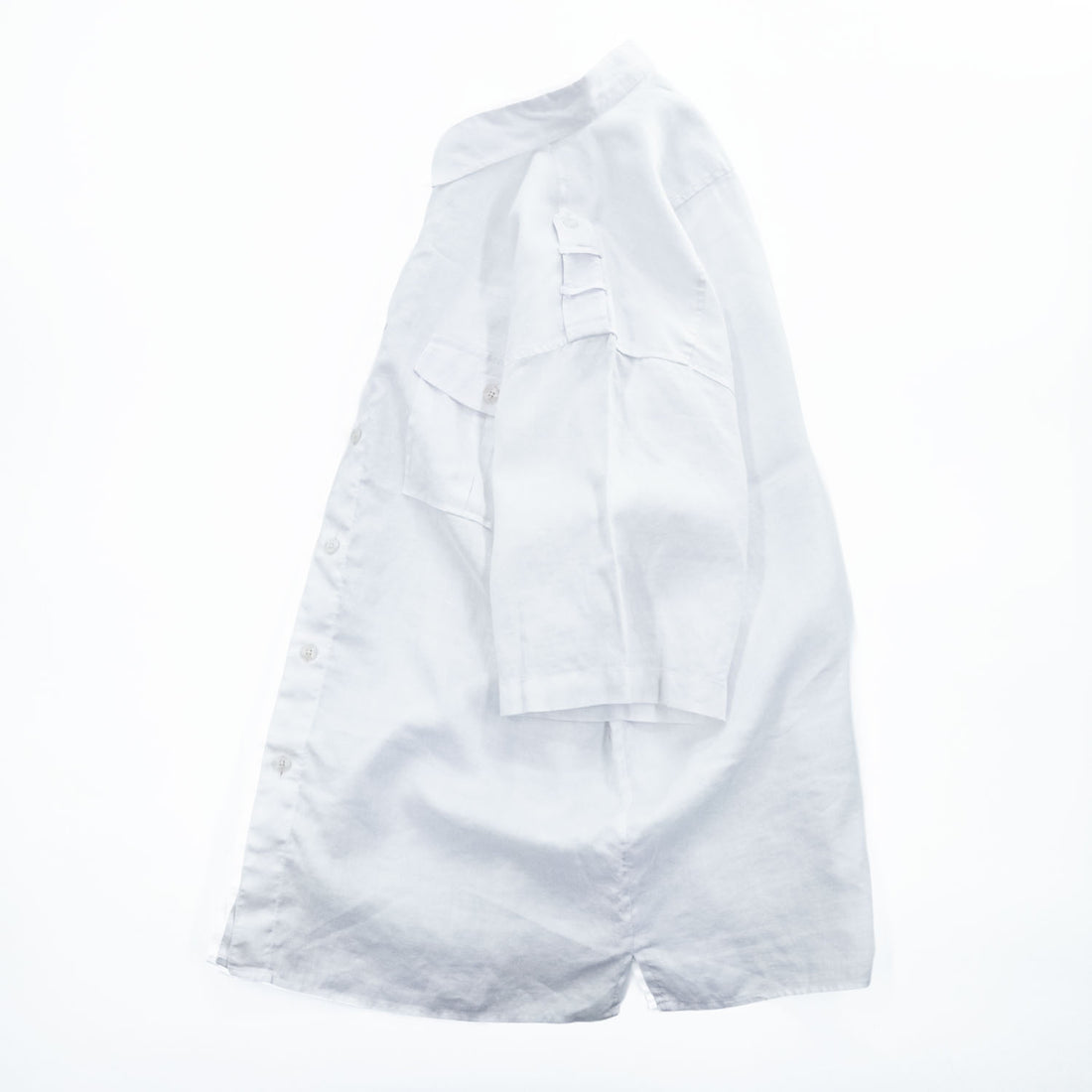 TRUST 100% Linen White Short Sleeve Shirt & Cargo-Style Bottom Set Epaulets Flap Pockets Top 2XL / Bottom 46