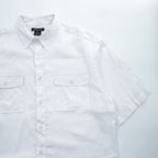 TRUST 100% Linen White Short Sleeve Shirt & Cargo-Style Bottom Set Epaulets Flap Pockets Top 2XL / Bottom 46