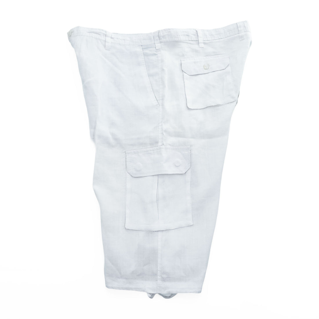 TRUST 100% Linen White Short Sleeve Shirt & Cargo-Style Bottom Set Epaulets Flap Pockets Top 2XL / Bottom 46