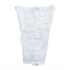 TRUST 100% Linen White Short Sleeve Shirt & Cargo-Style Bottom Set Epaulets Flap Pockets Top 2XL / Bottom 46