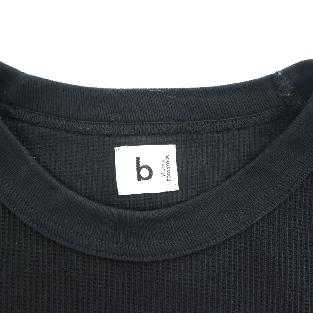 blurhms ROOTSTOCK 日本製 ラグラン サーマル Rough & Smooth Thermal Raglan Tee Tシャツ L ブラック ワッフル bROOTS24S21
