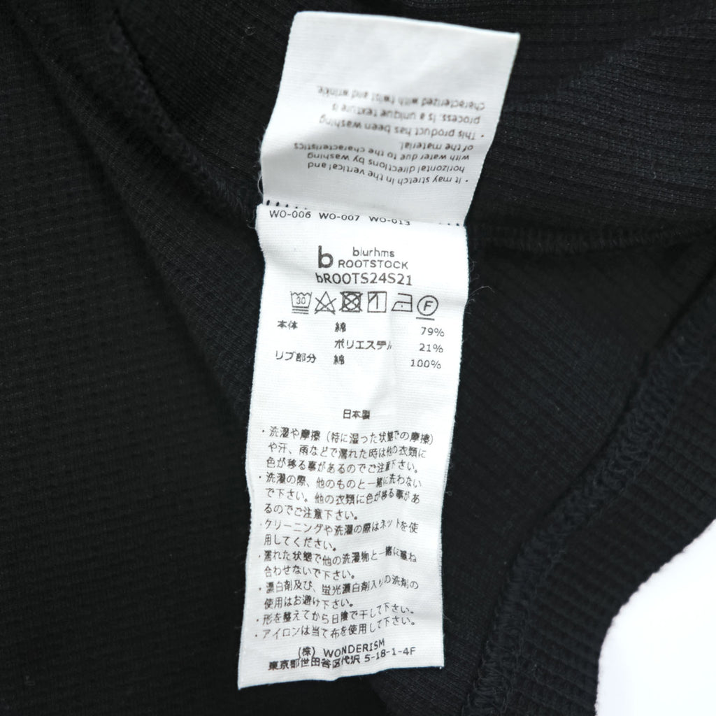 blurhms ROOTSTOCK 日本製 ラグラン サーマル Rough & Smooth Thermal Raglan Tee Tシャツ L ブラック ワッフル bROOTS24S21