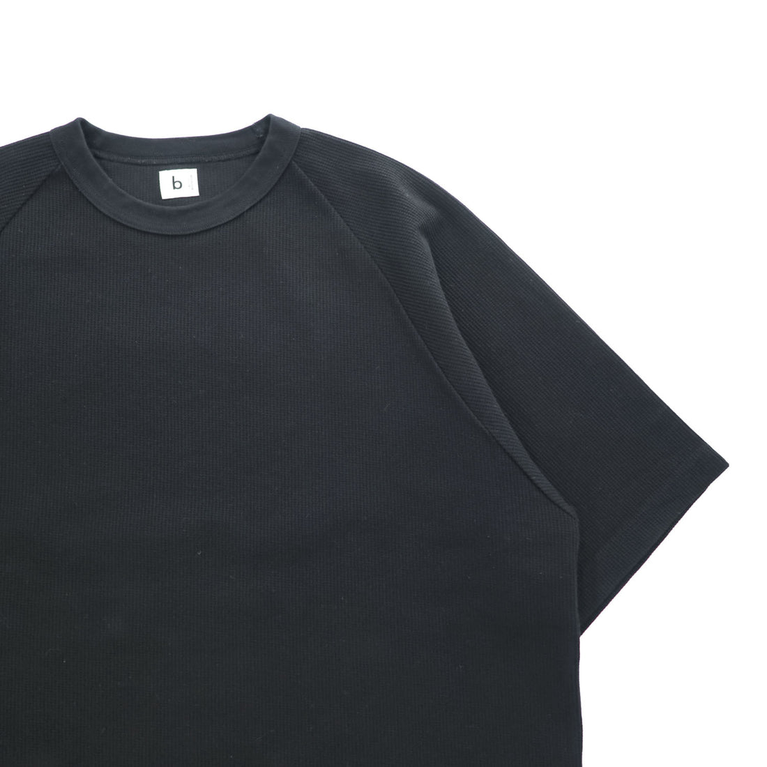 blurhms ROOTSTOCK 日本製 ラグラン サーマル Rough & Smooth Thermal Raglan Tee Tシャツ L ブラック ワッフル bROOTS24S21