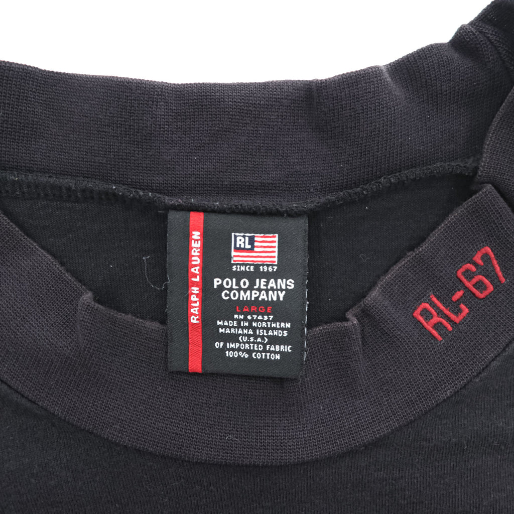 Ralph Lauren POLO JEANS COMPANY 90年代 ヴィンテージ 長袖 ロングスリーブ Tシャツ ロンT L ブラック ボトルネック