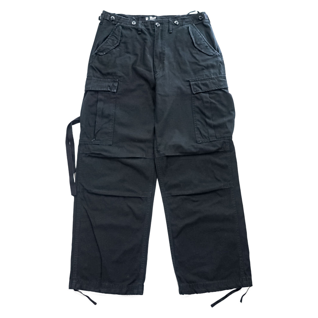 Brandit M-65 US ARMY Cargo Pants Wide Leg Drawstring Hem Military Style Multiple Pockets Size L (W88cm) Black Cotton