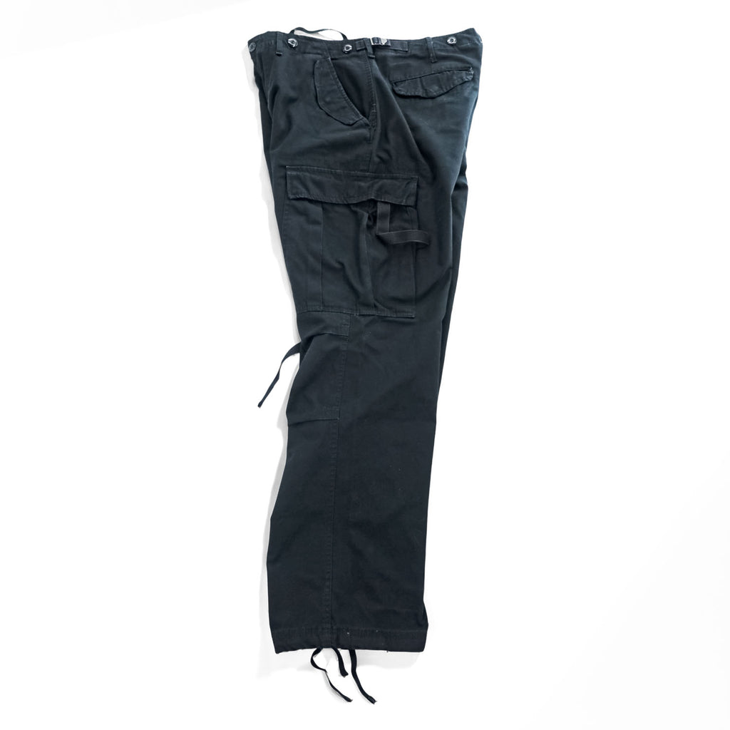 Brandit M-65 US ARMY Cargo Pants Wide Leg Drawstring Hem Military Style Multiple Pockets Size L (W88cm) Black Cotton