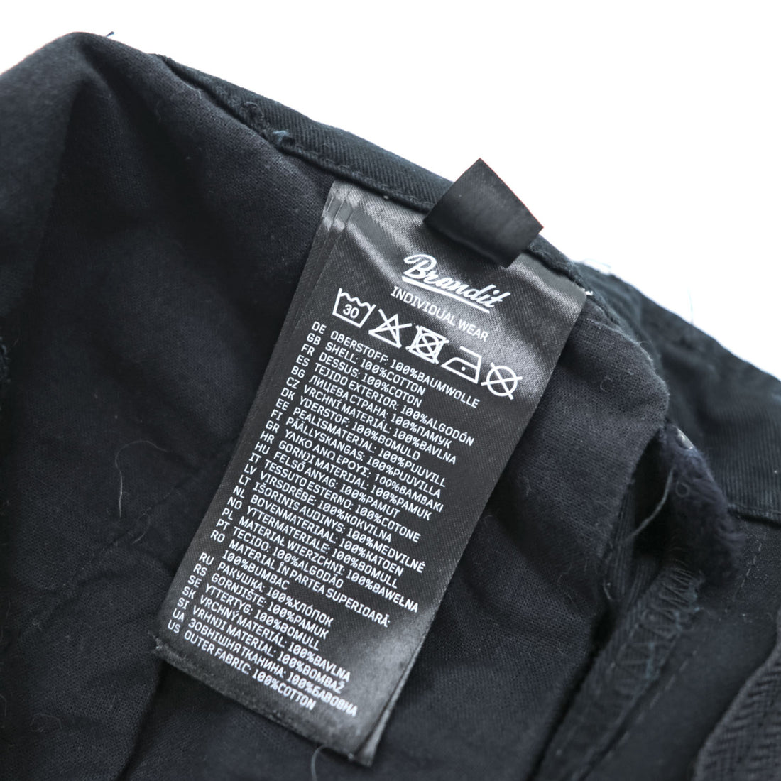 Brandit M-65 US ARMY Cargo Pants Wide Leg Drawstring Hem Military Style Multiple Pockets Size L (W88cm) Black Cotton