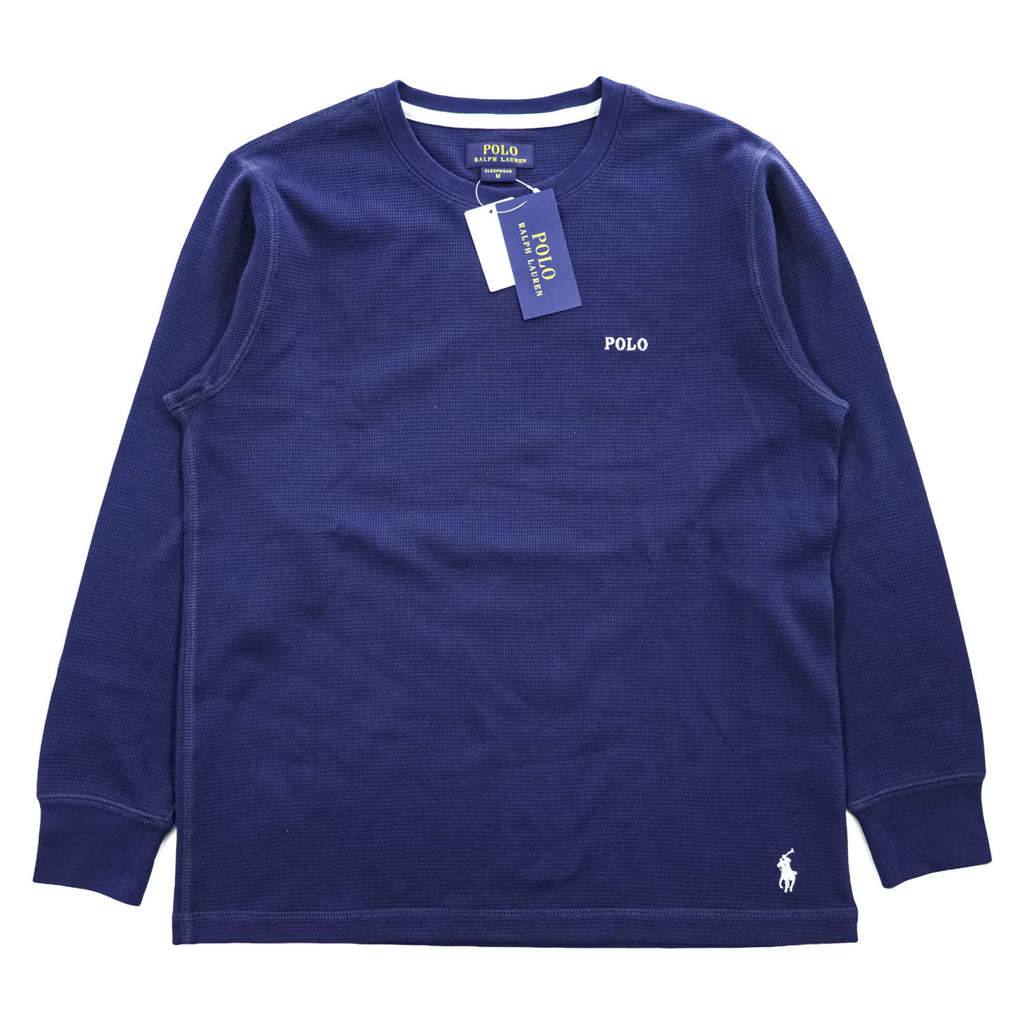 Polo Ralph Lauren Waffle Thermal Long Sleeve Crewneck Tee Navy Cotton Blend 60/40 Pony Embroidery Sleepwear M