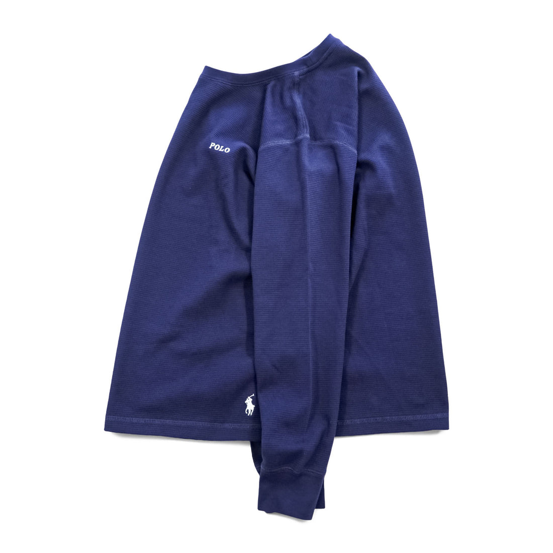 Polo Ralph Lauren Waffle Thermal Long Sleeve Crewneck Tee Navy Cotton Blend 60/40 Pony Embroidery Sleepwear M
