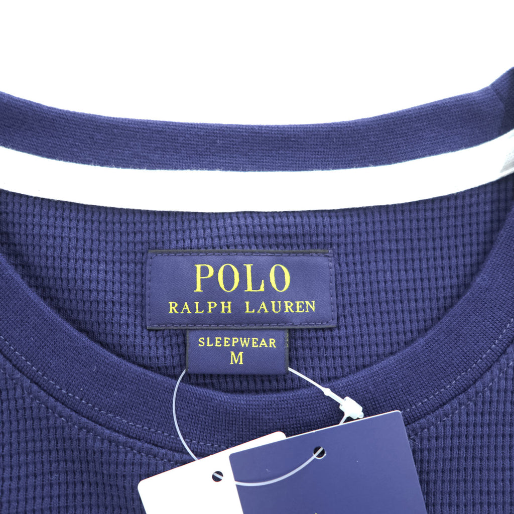 Polo Ralph Lauren Waffle Thermal Long Sleeve Crewneck Tee Navy Cotton Blend 60/40 Pony Embroidery Sleepwear M