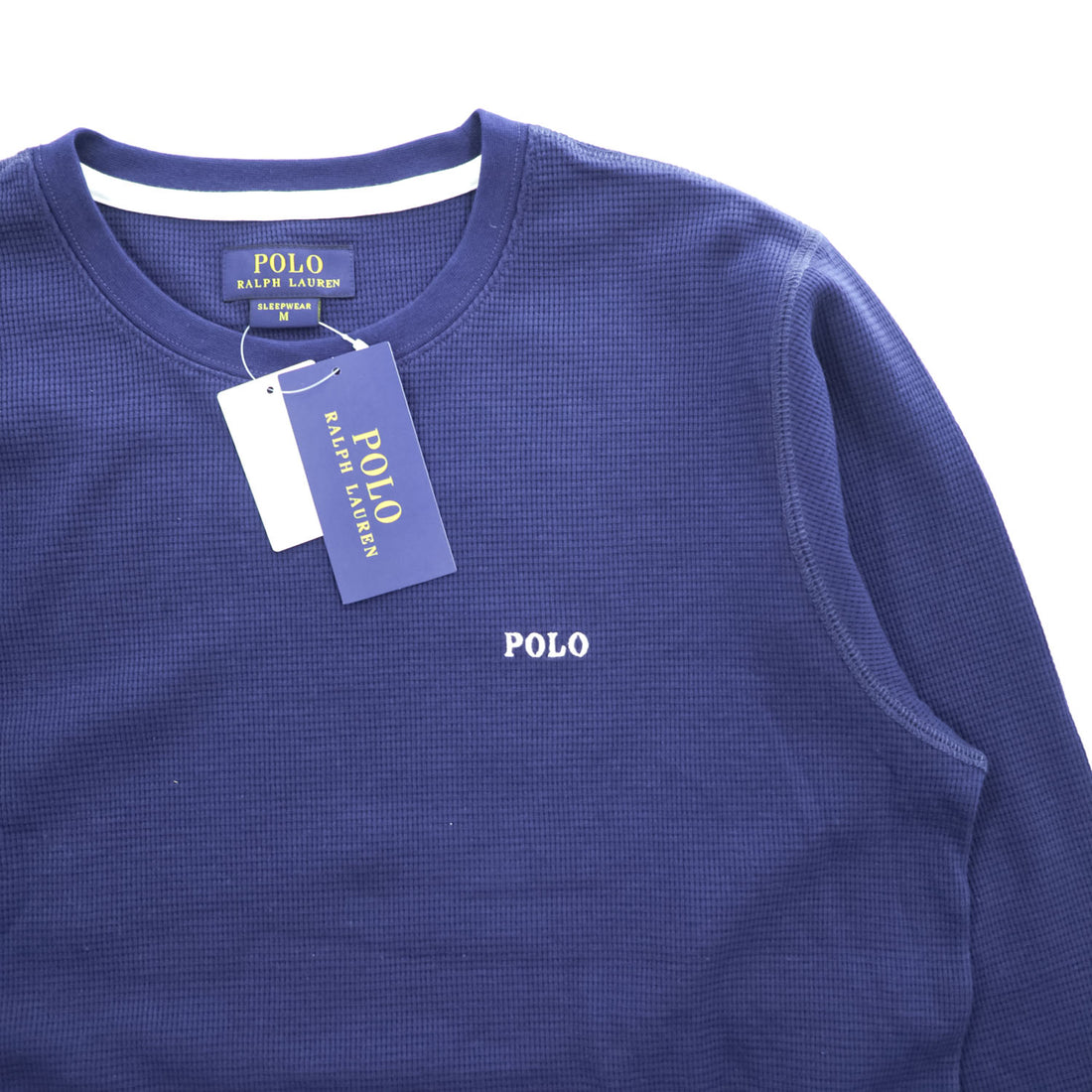 Polo Ralph Lauren Waffle Thermal Long Sleeve Crewneck Tee Navy Cotton Blend 60/40 Pony Embroidery Sleepwear M