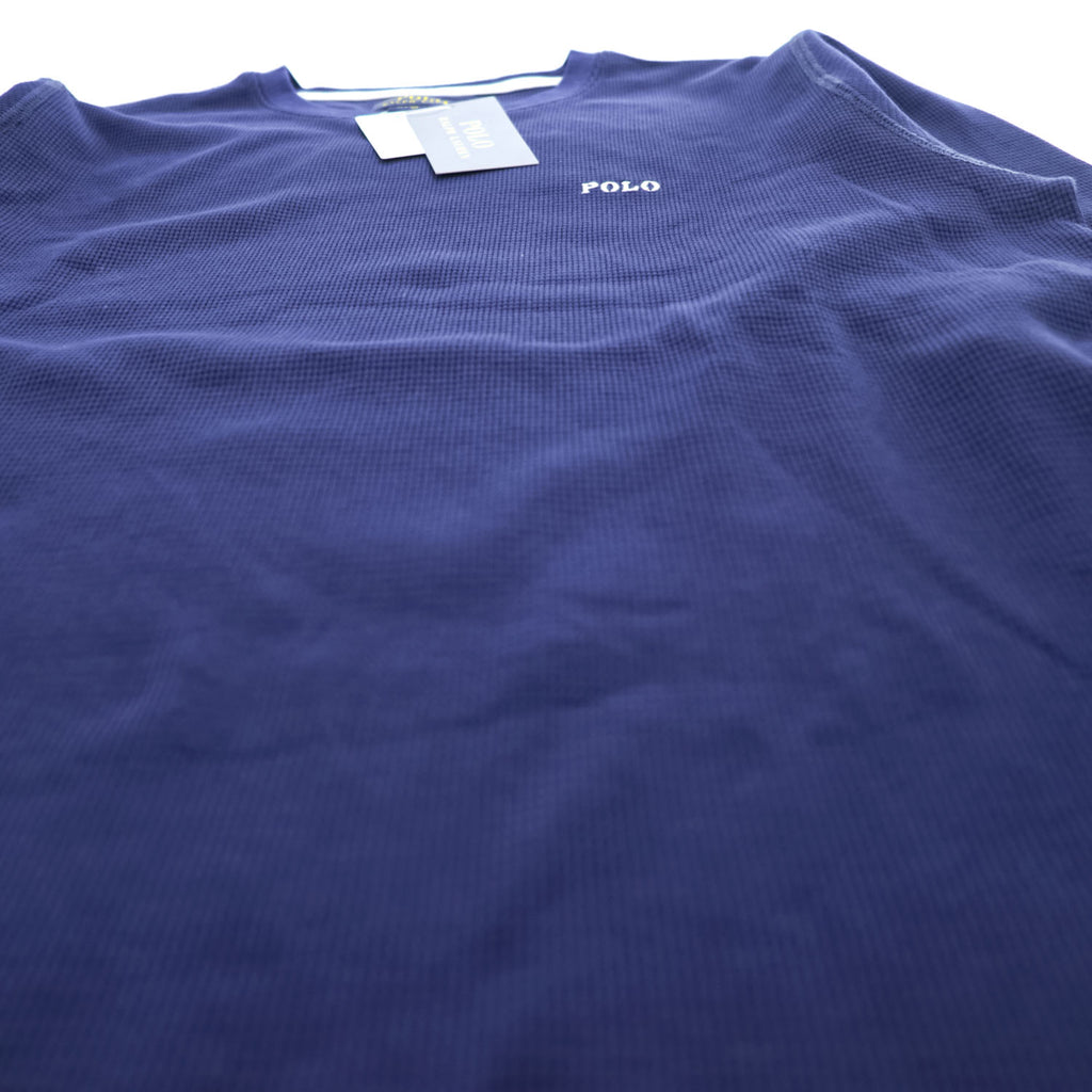 Polo Ralph Lauren Waffle Thermal Long Sleeve Crewneck Tee Navy Cotton Blend 60/40 Pony Embroidery Sleepwear M
