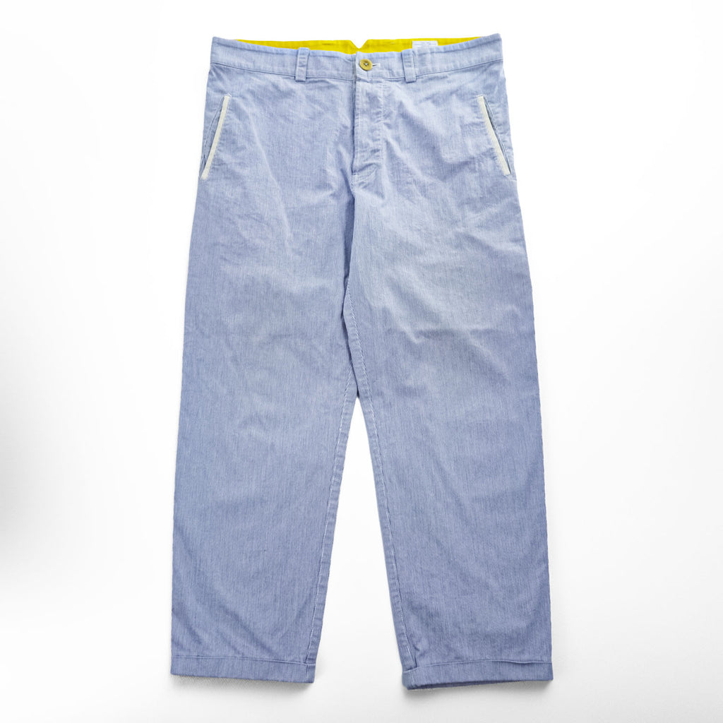 RIDING HIGH Made in Japan Cotton Hickory-Stripe Work Pants Button-Fly Yellow Waist L (W87cm)