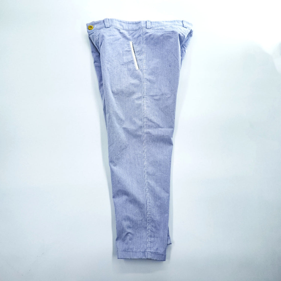 RIDING HIGH Made in Japan Cotton Hickory-Stripe Work Pants Button-Fly Yellow Waist L (W87cm)