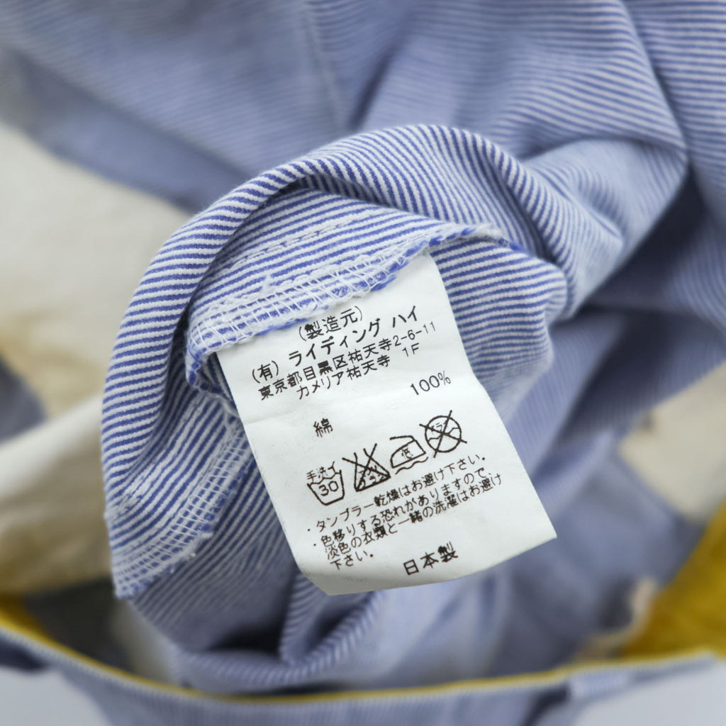 RIDING HIGH Made in Japan Cotton Hickory-Stripe Work Pants Button-Fly Yellow Waist L (W87cm)