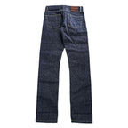 GUSTIN California Slim Raw Indigo Selvedge Denim Jeans Leather Patch Button Fly W34 (Measured W82cm L116cm)